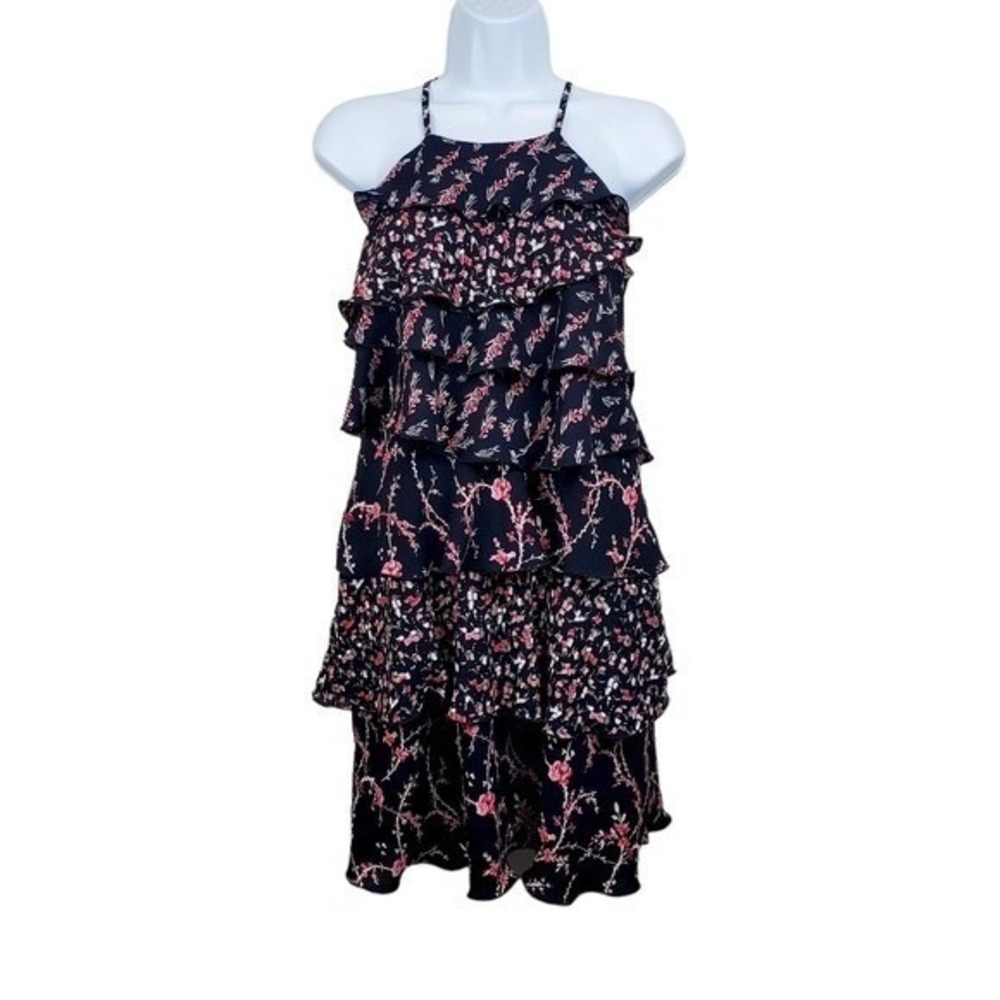 White House Black Market Womens Sleeveless Floral Tiered Mini Dress Size 00